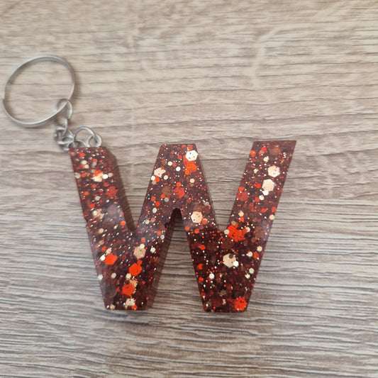 Porte clés Lettres et chiffres Rouge Résine Epoxy