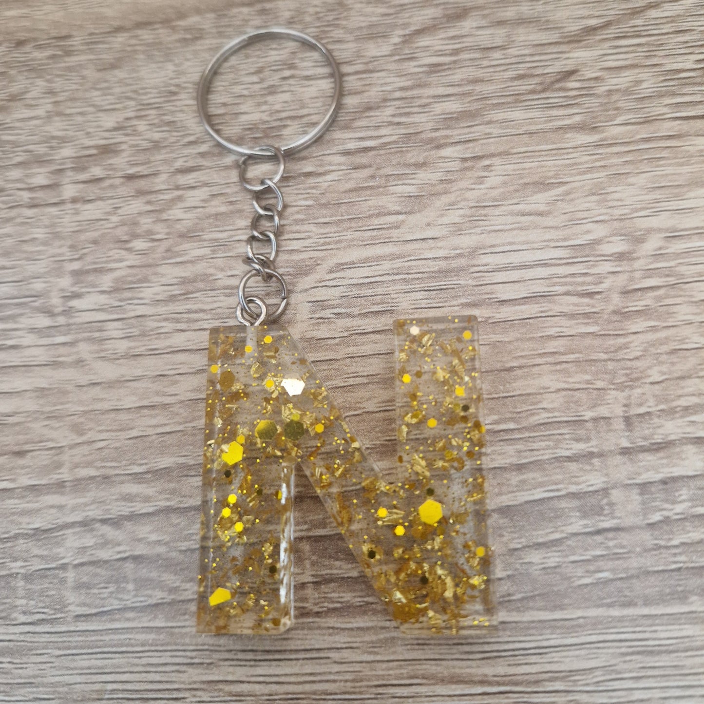 Porte clés Lettres et chiffres Doré transparent Résine Epoxy