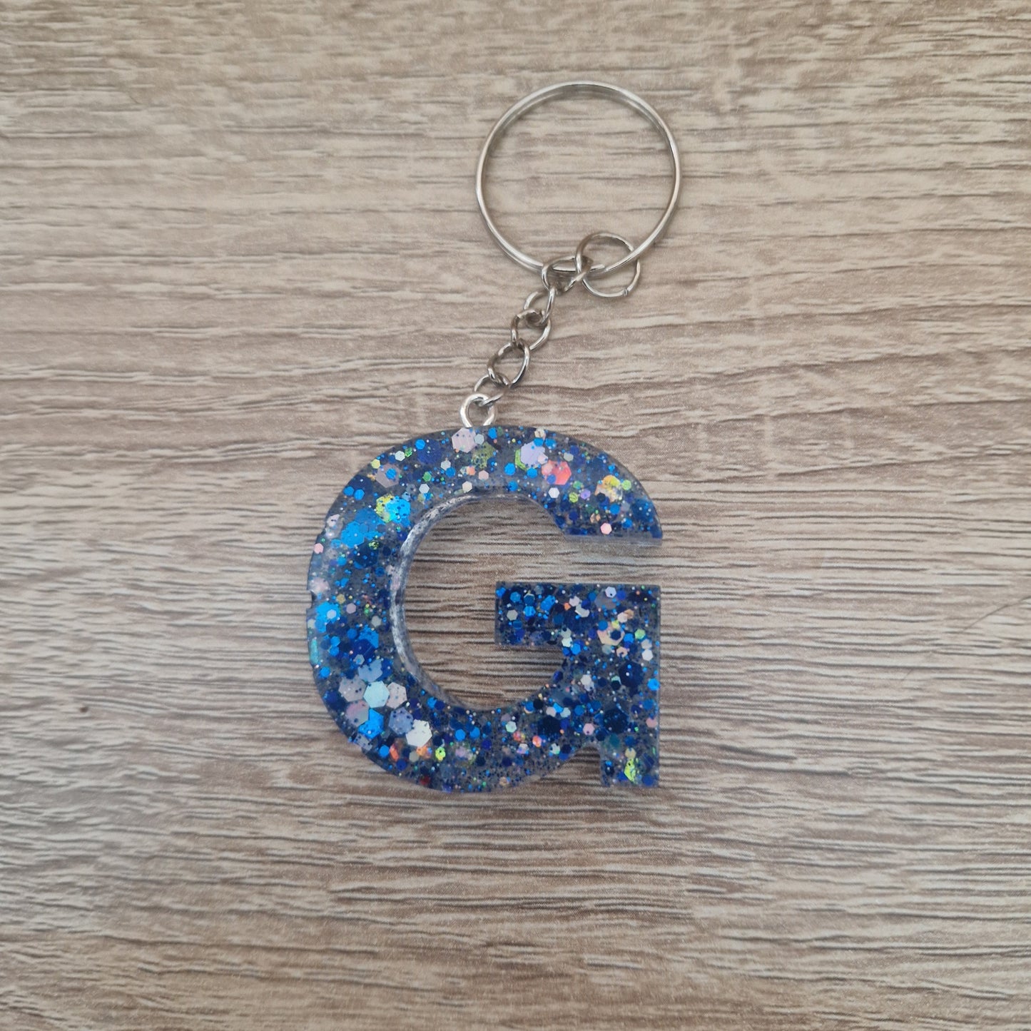 Porte clés lettres et chiffres Bleu Résine Epoxy