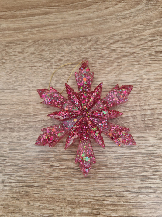 Déco Sapin Grand Flocon Résine Epoxy