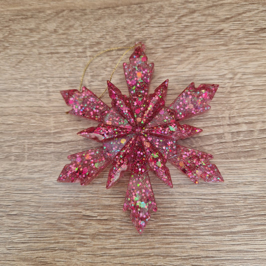 Déco Sapin Grand Flocon Résine Epoxy