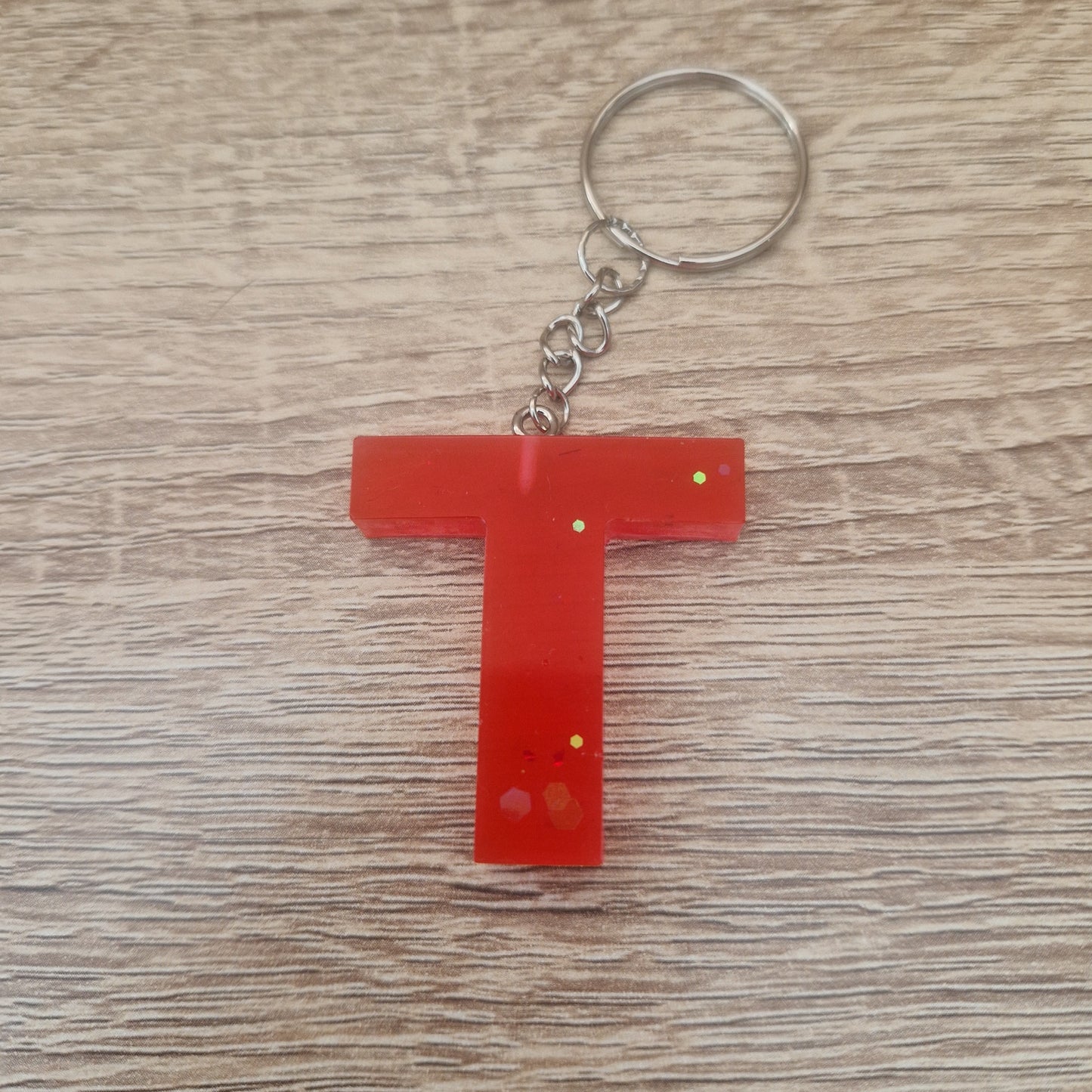 Porte clés Lettres et chiffres Rouge Résine Epoxy