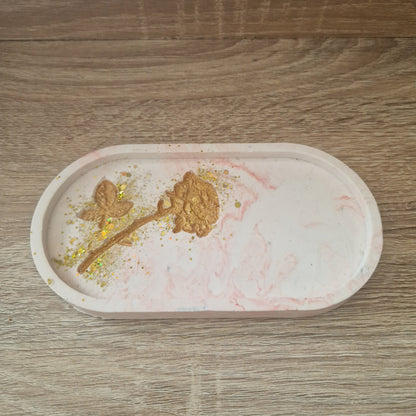 Plateau Rose Doré Jesmonite