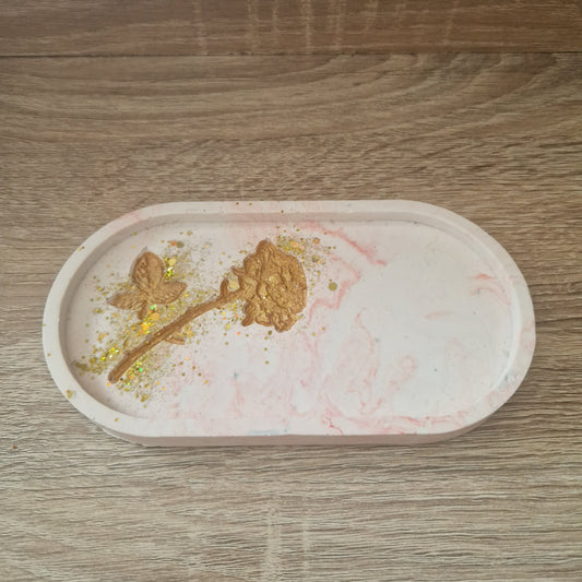 Plateau Rose Doré Jesmonite