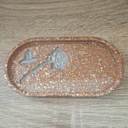 Plateau bronze avec rose Résine Epoxy