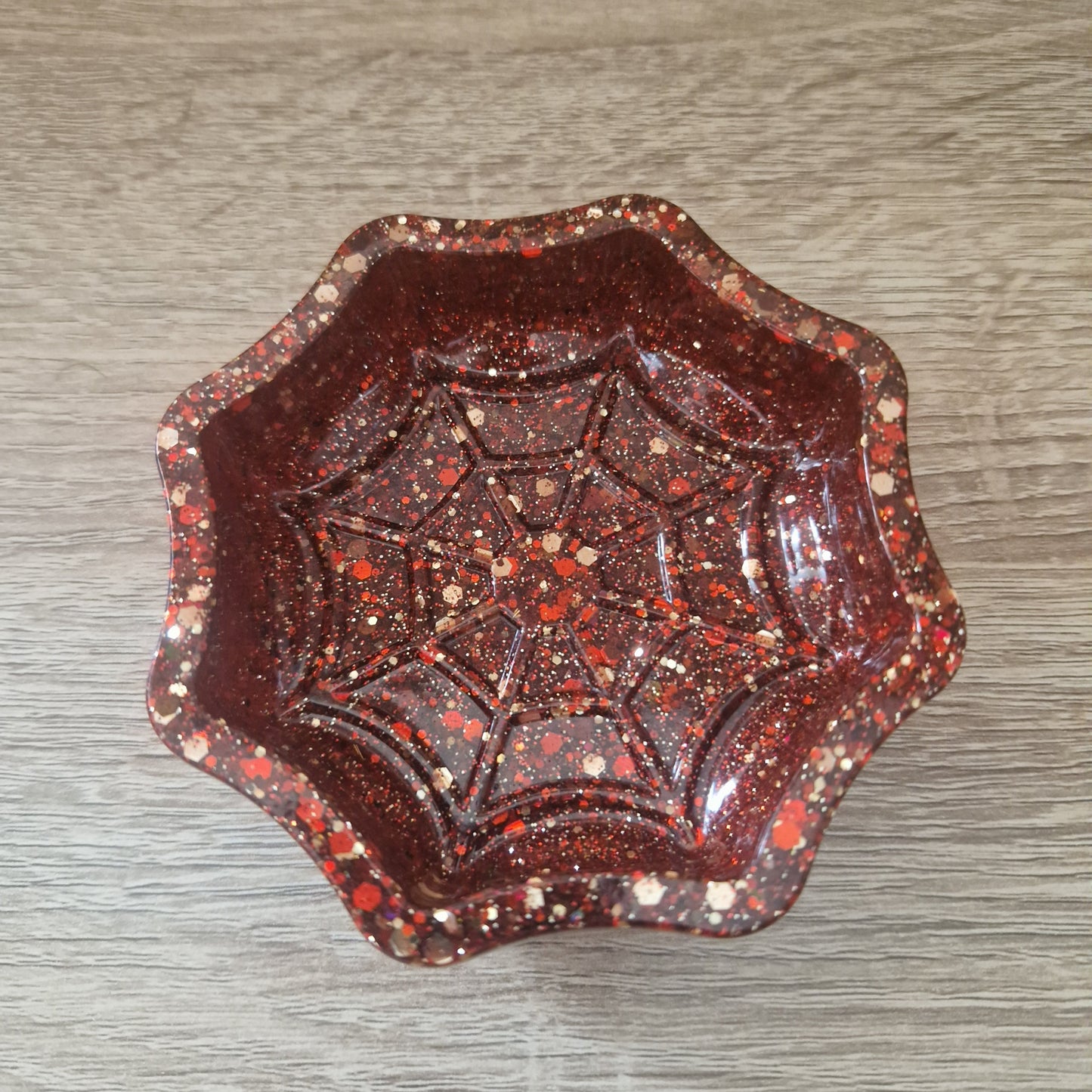 Pot Toile Araignée rouge Résine Epoxy