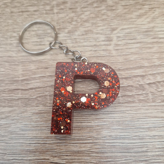 Porte clés Lettres et chiffres Rouge Résine Epoxy