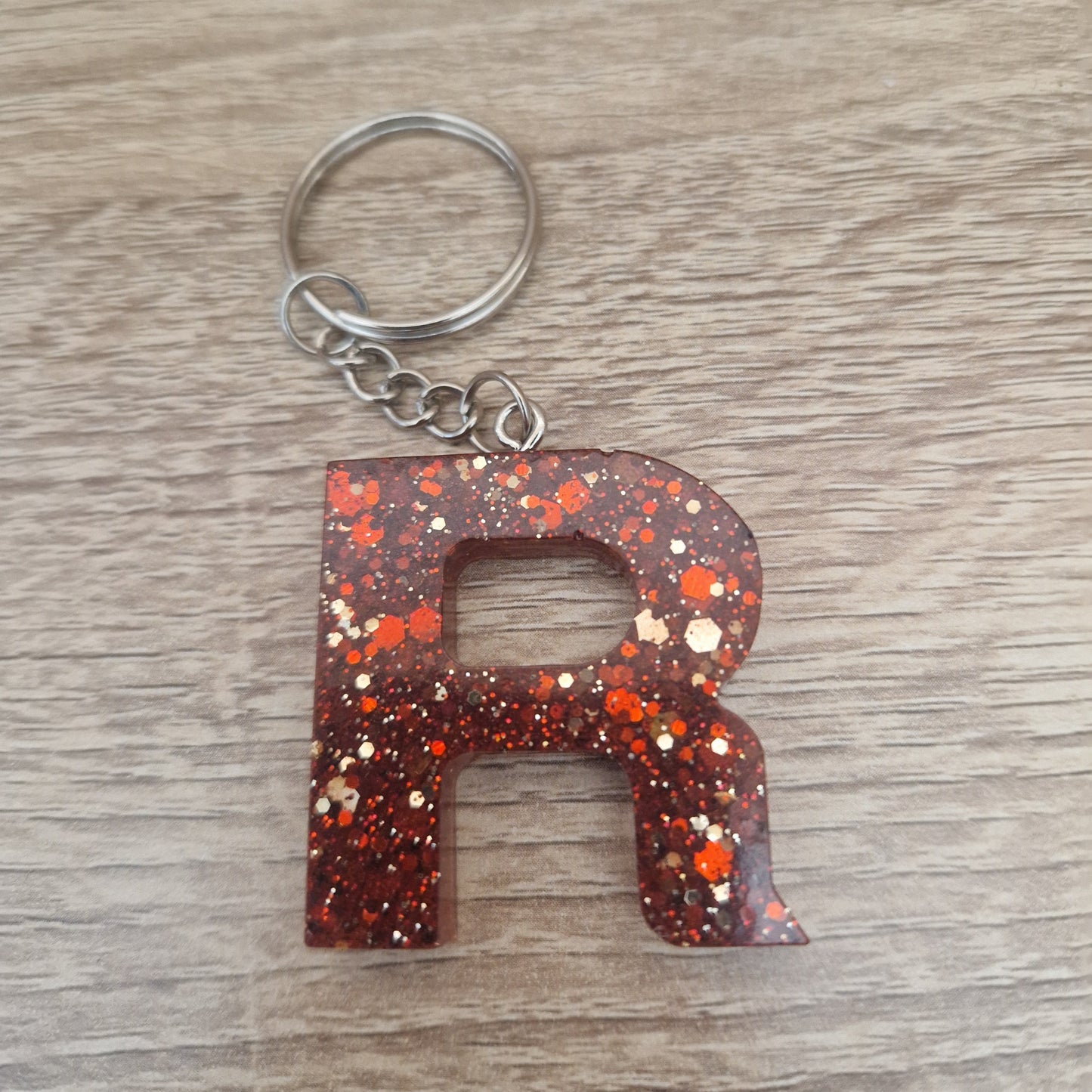 Porte clés Lettres et chiffres Rouge Résine Epoxy