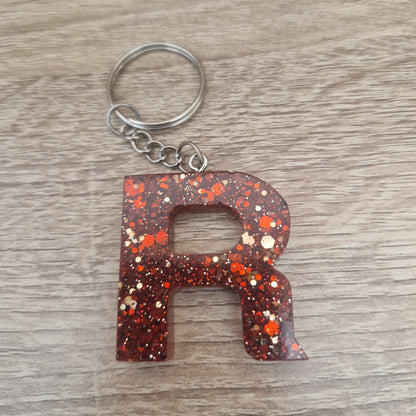 Porte clés Lettres et chiffres Rouge Résine Epoxy