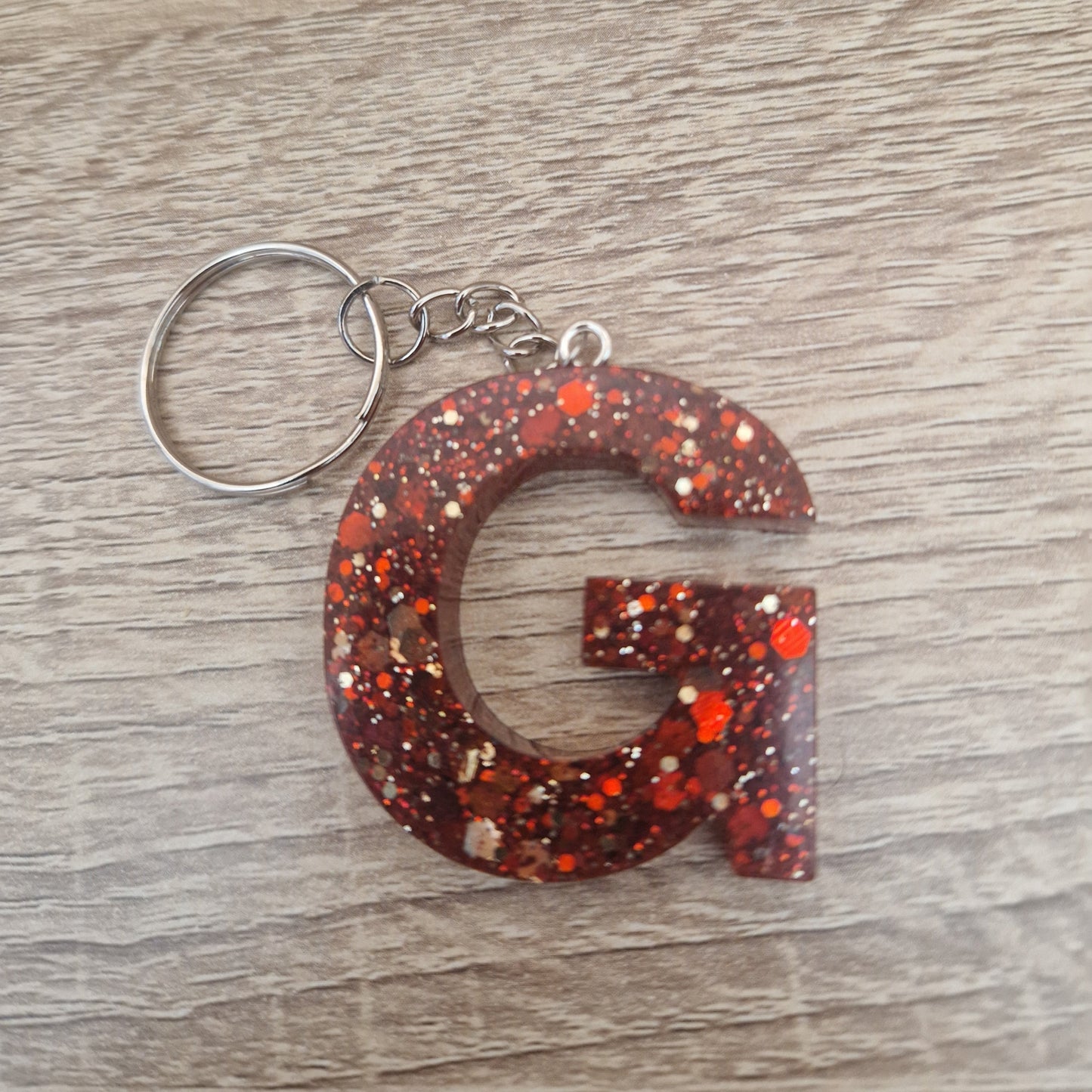 Porte clés Lettres et chiffres Rouge Résine Epoxy