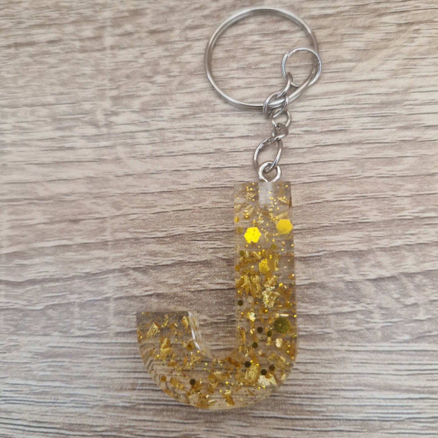 Porte clés Lettres et chiffres Doré transparent Résine Epoxy