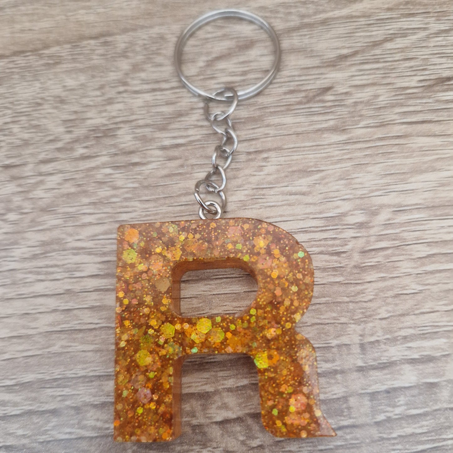 Porte clés lettres et chiffres orange Résine Epoxy