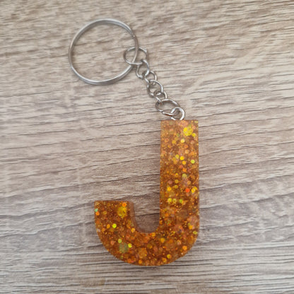 Porte clés lettres et chiffres orange Résine Epoxy