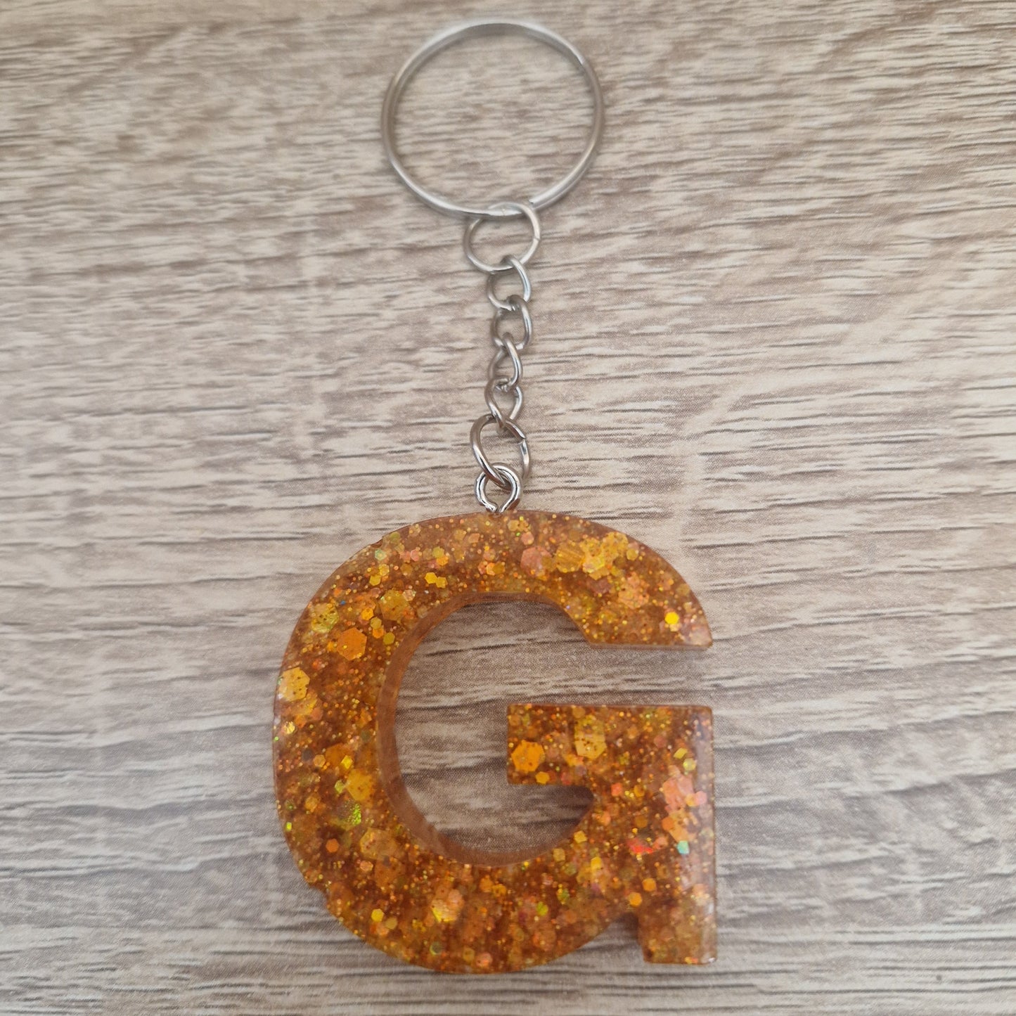 Porte clés lettres et chiffres orange Résine Epoxy