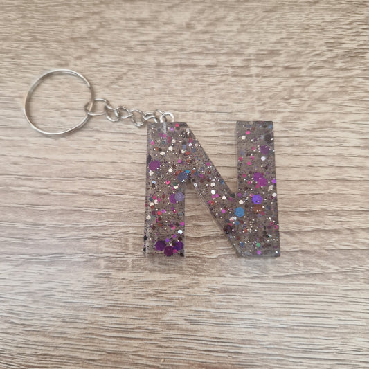 Porte clés lettres et chiffres orange et noir Résine Epoxy