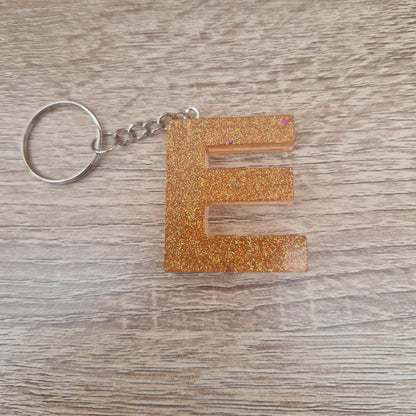 Porte clés lettres et chiffres orange et noir Résine Epoxy