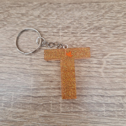 Porte clés lettres et chiffres orange et noir Résine Epoxy