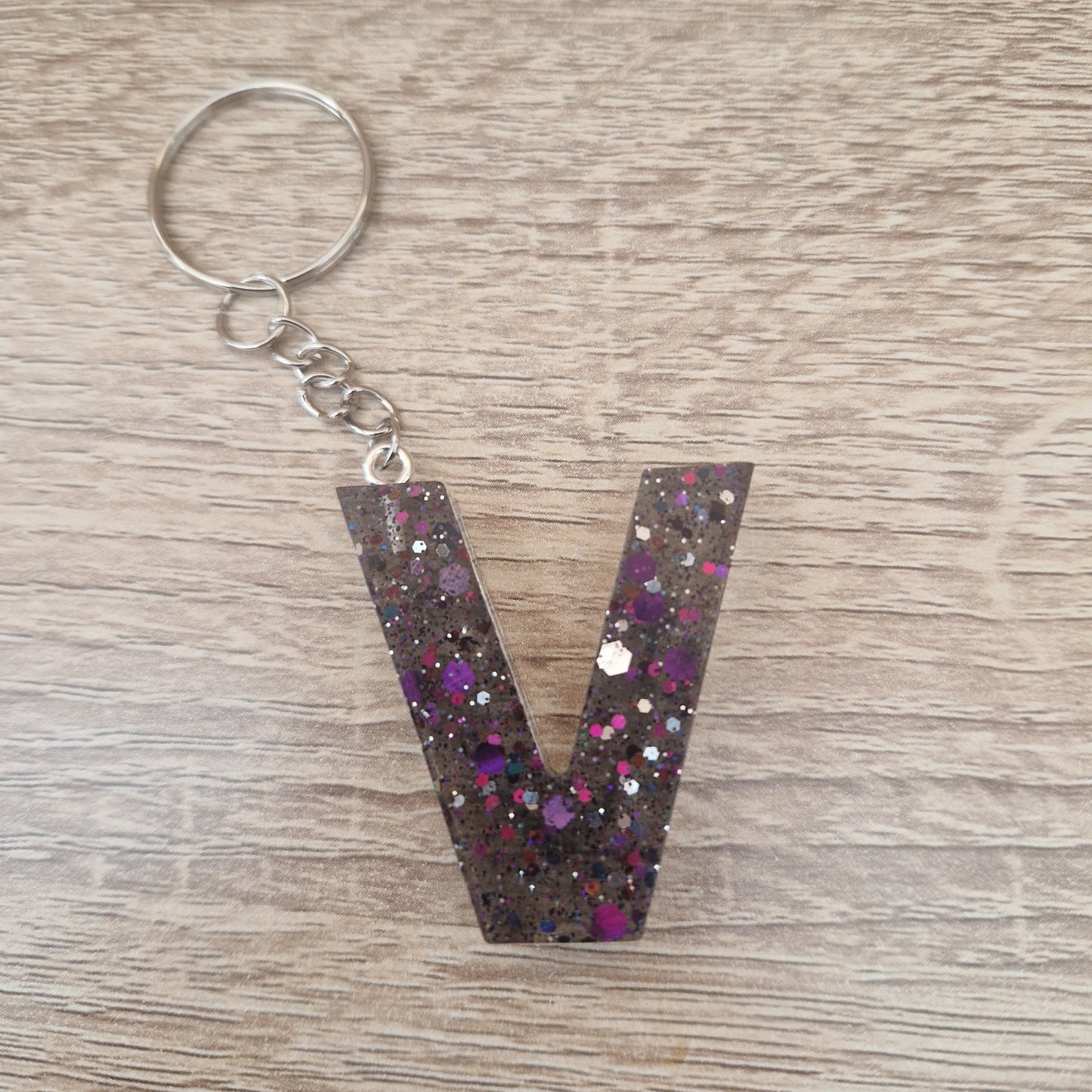 Porte clés lettres et chiffres orange et noir Résine Epoxy