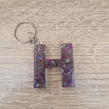 Porte clés lettres et chiffres orange et noir Résine Epoxy