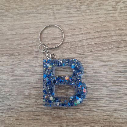 Porte clés lettres et chiffres Bleu Résine Epoxy