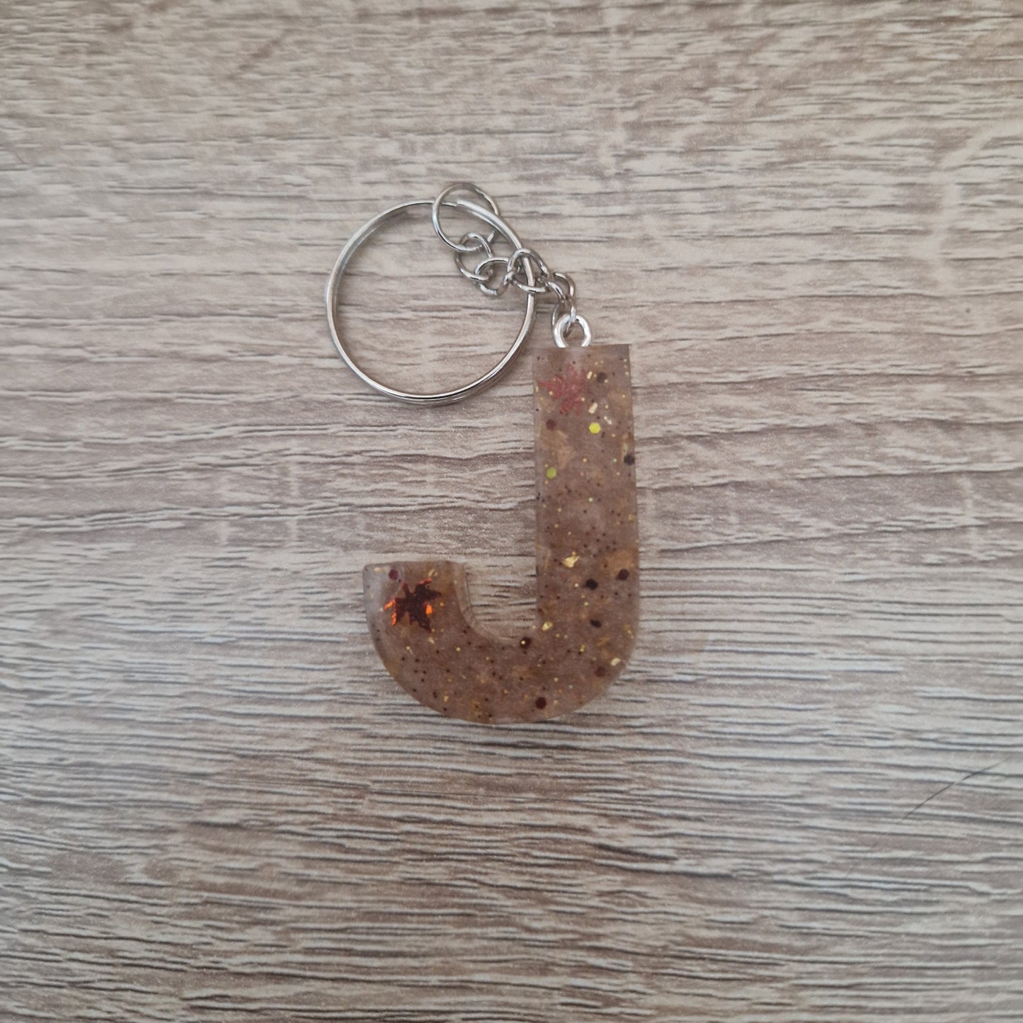 Porte clés lettres et chiffres Marron Résine Epoxy