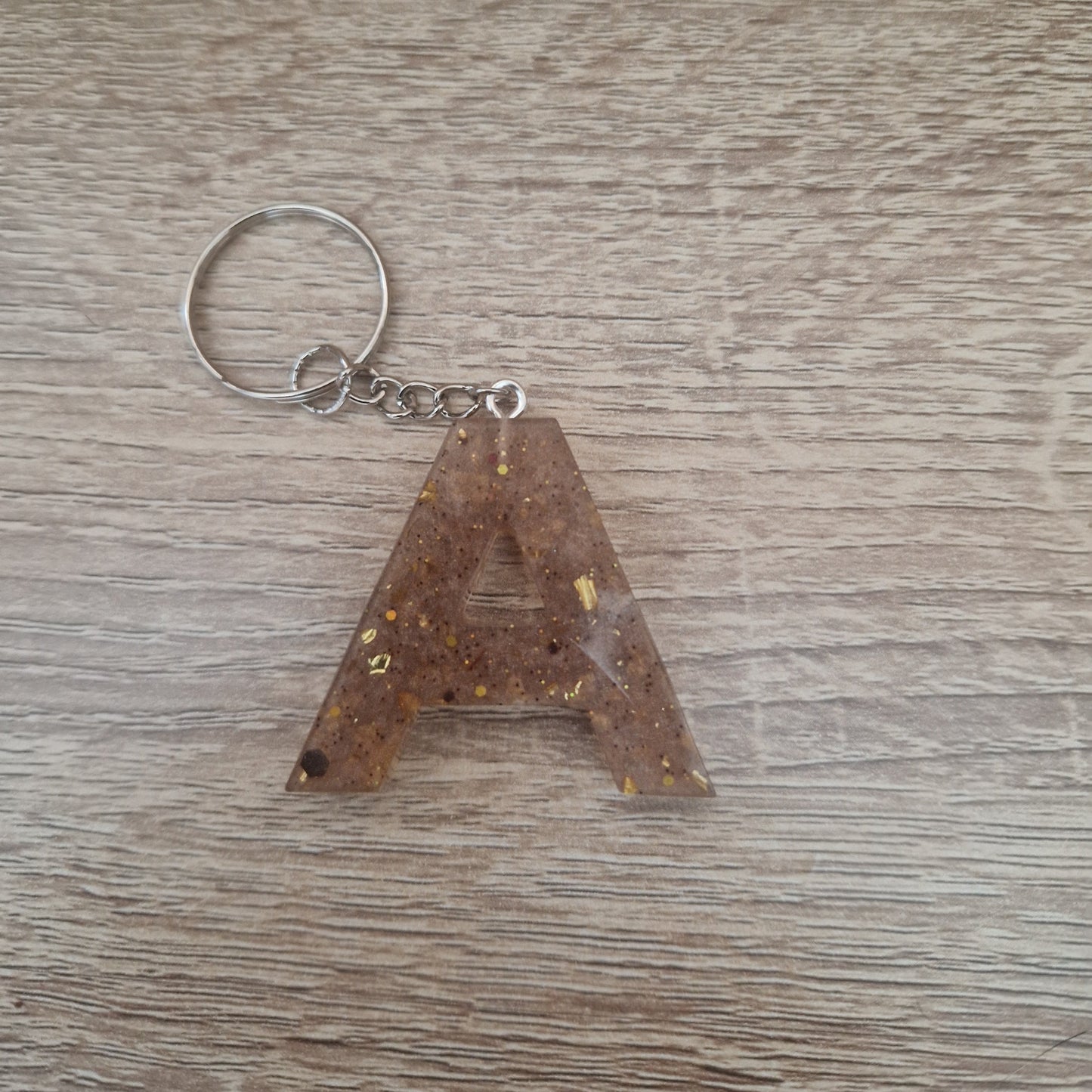 Porte clés lettres et chiffres Marron Résine Epoxy