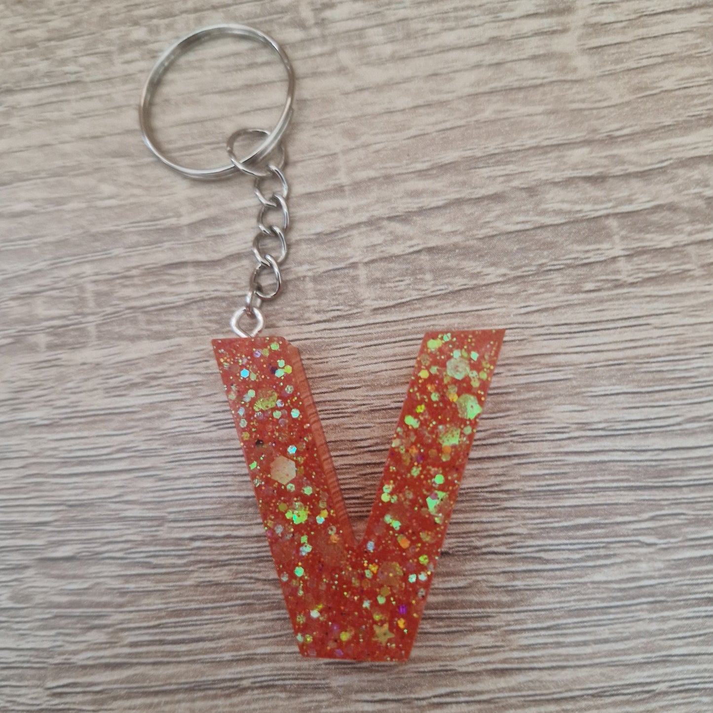 Porte clés lettres et chiffres orange Résine Epoxy