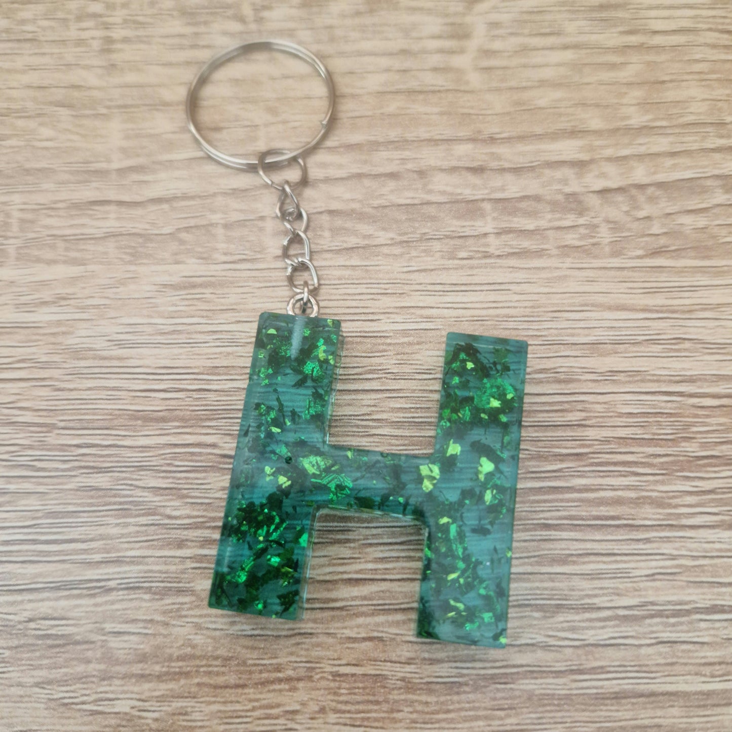 Porte clés Lettres Vert Résine Epoxy