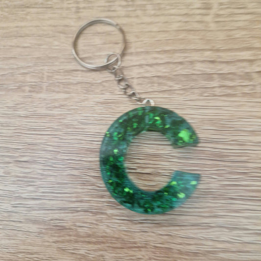 Porte clés Lettres Vert Résine Epoxy