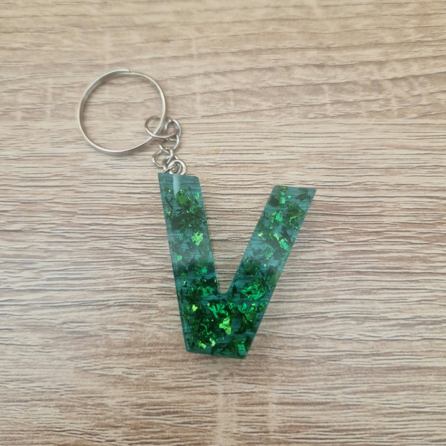 Porte clés Lettres Vert Résine Epoxy