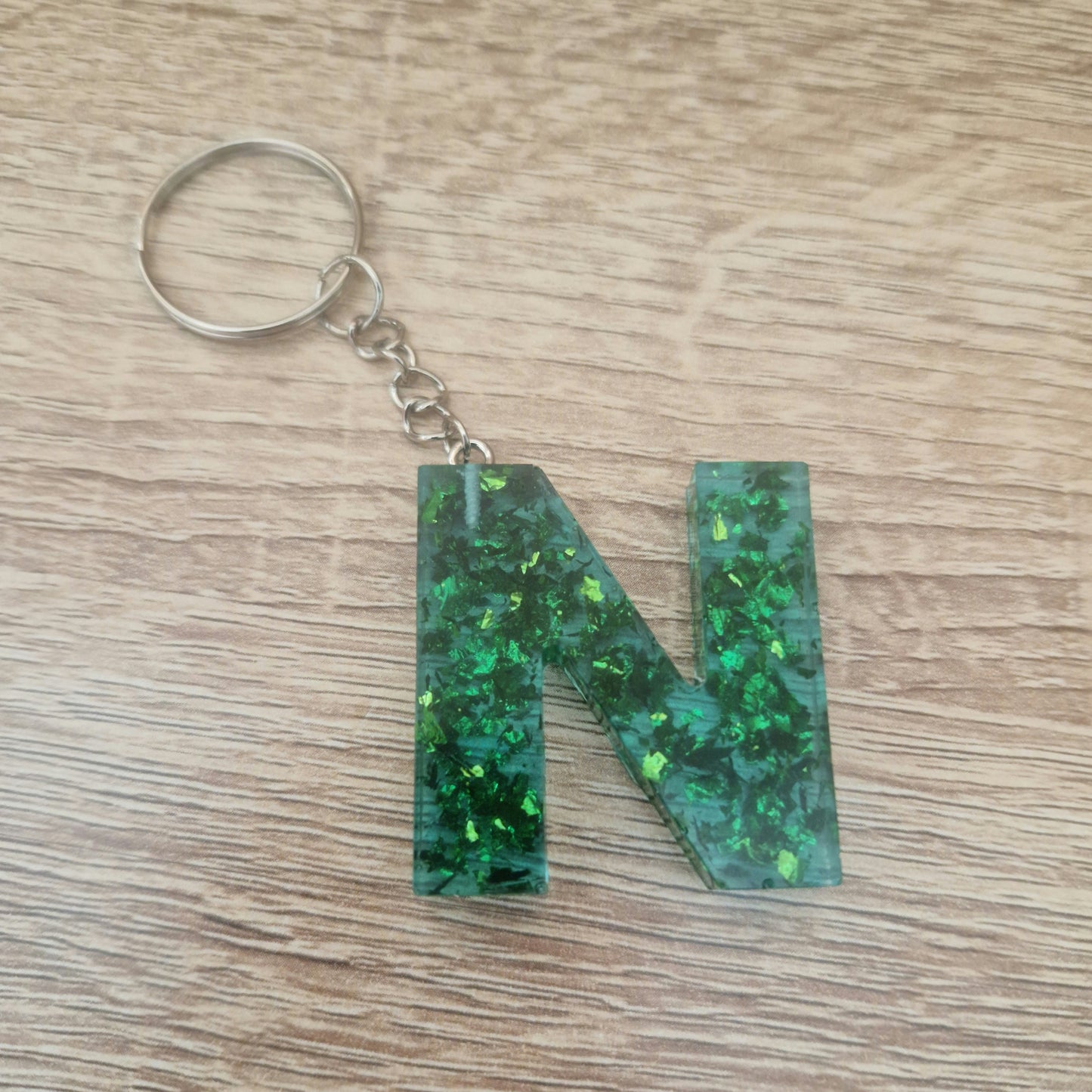 Porte clés Lettres Vert Résine Epoxy