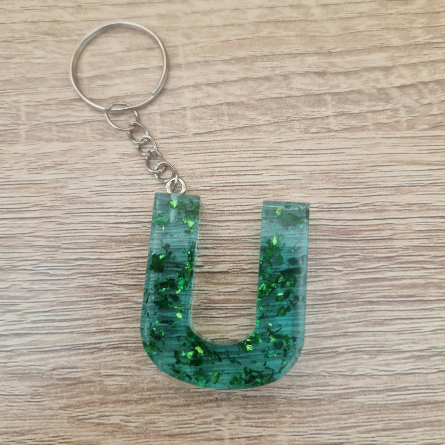 Porte clés Lettres Vert Résine Epoxy