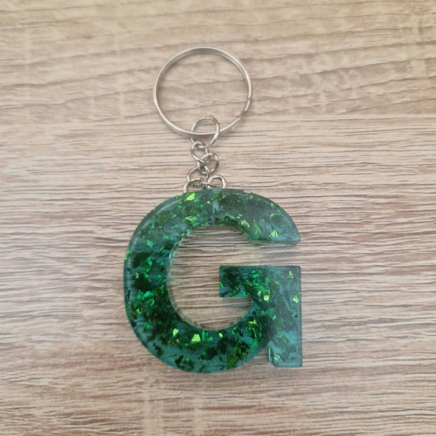 Porte clés Lettres Vert Résine Epoxy