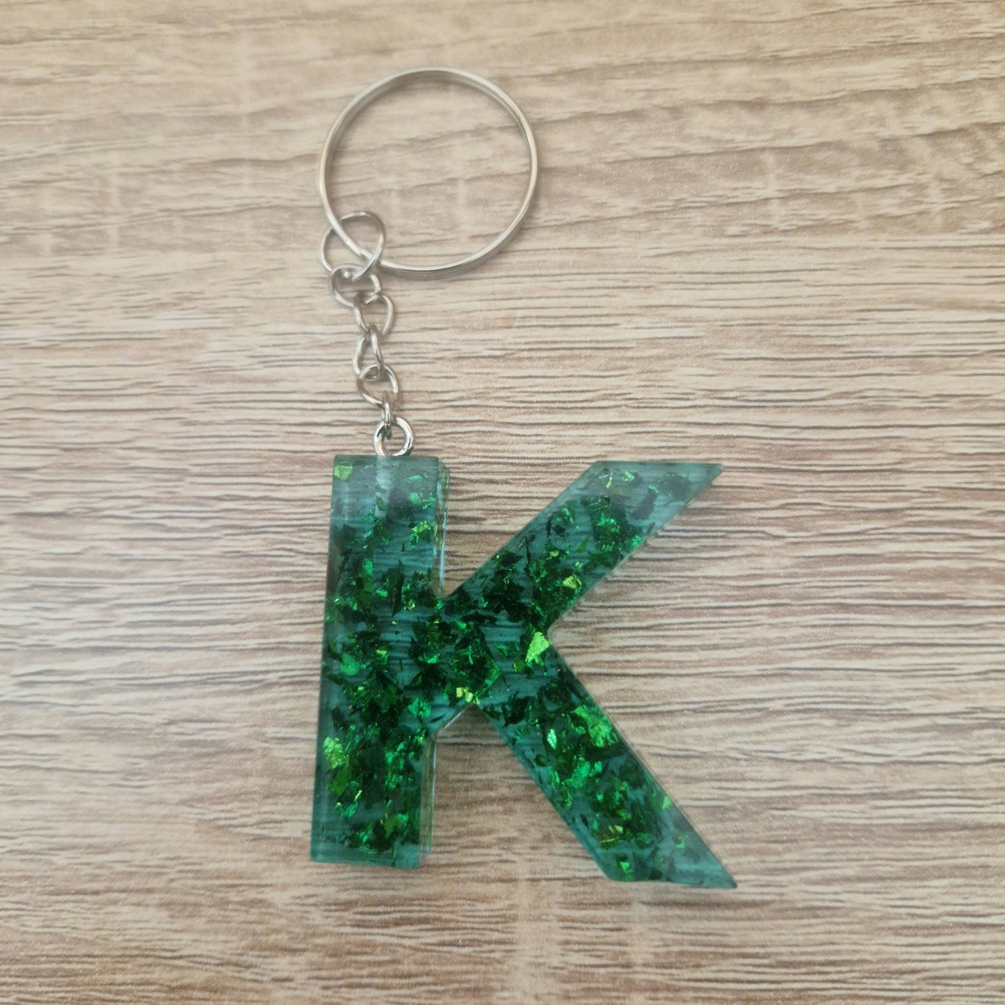 Porte clés Lettres Vert Résine Epoxy