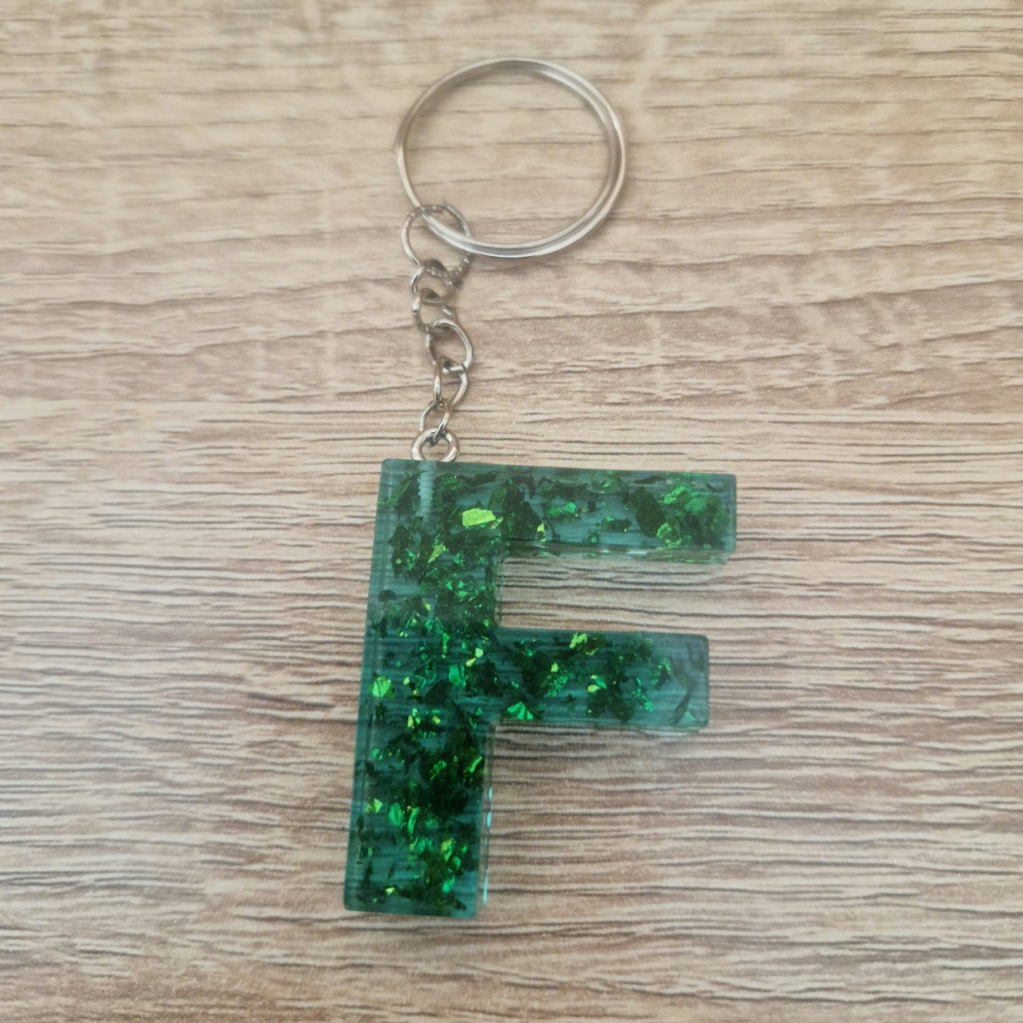 Porte clés Lettres Vert Résine Epoxy
