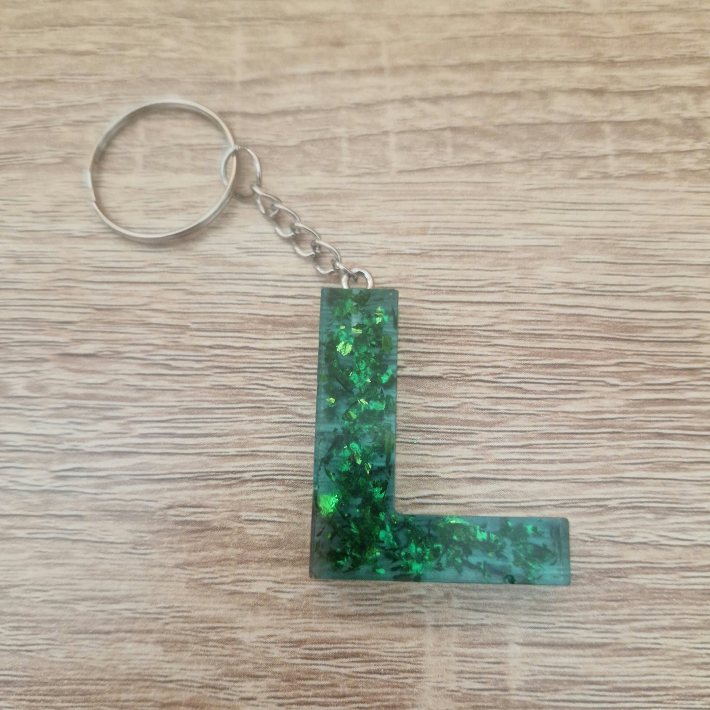 Porte clés Lettres Vert Résine Epoxy