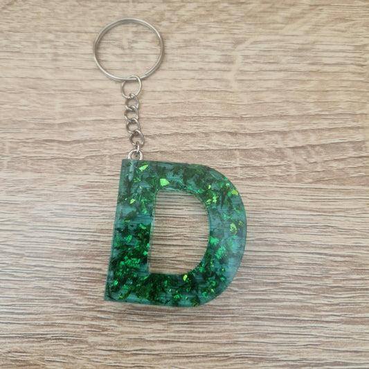 Porte clés Lettres Vert Résine Epoxy