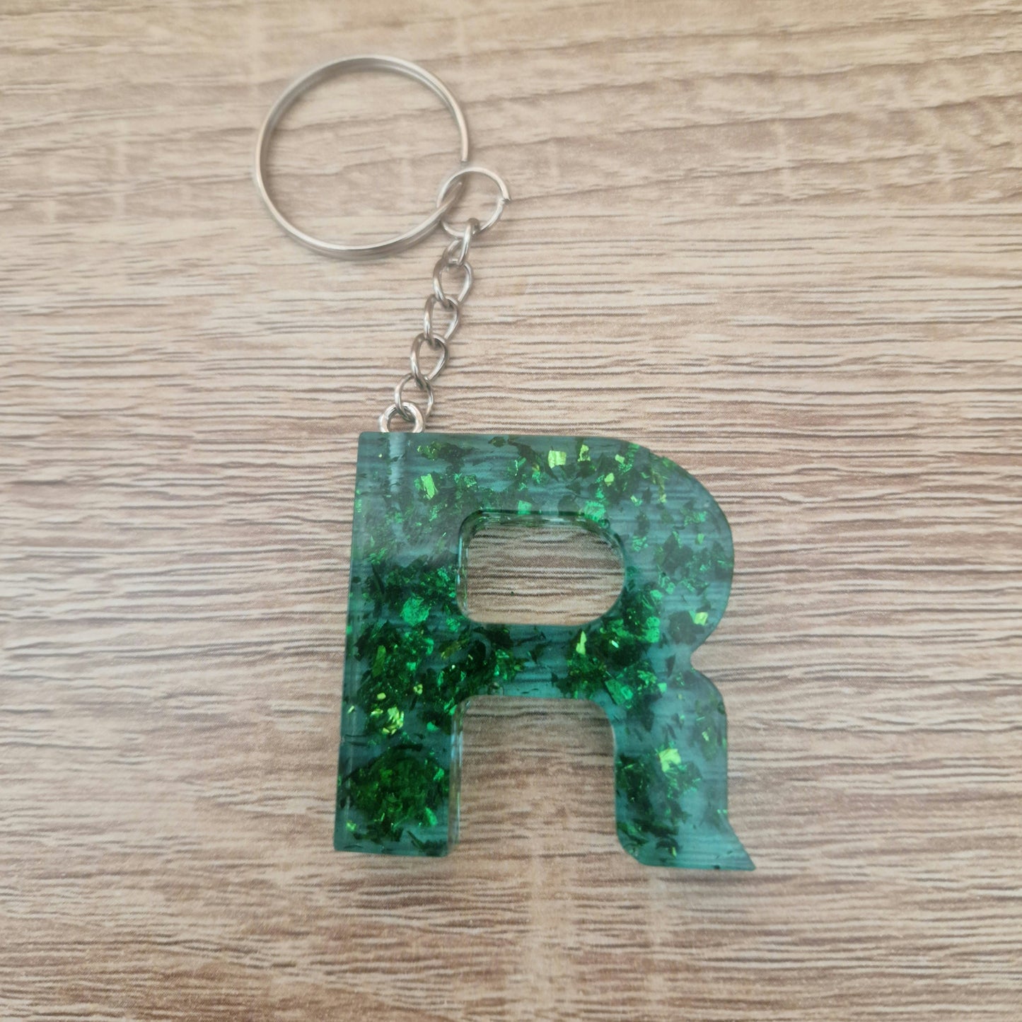Porte clés Lettres Vert Résine Epoxy