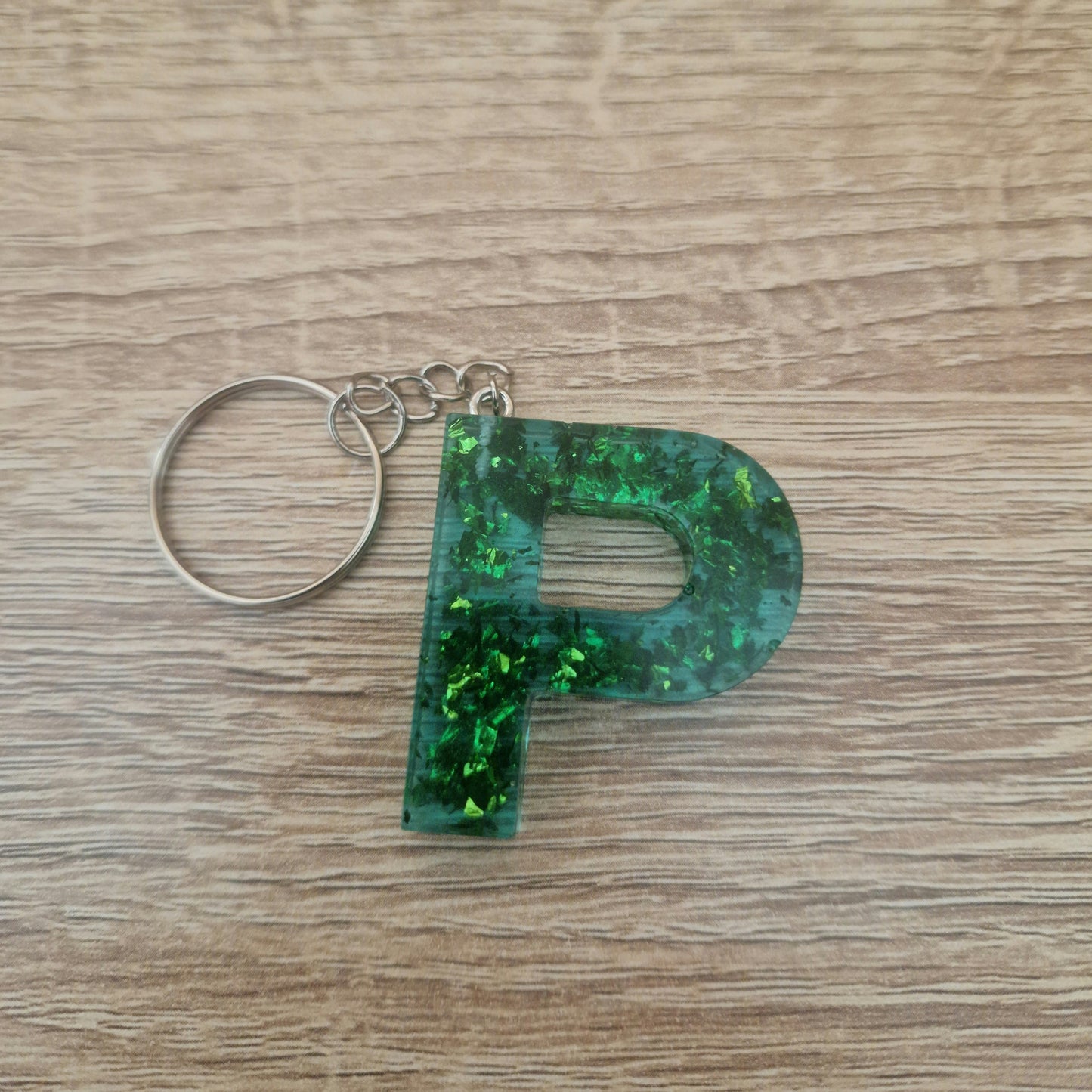 Porte clés Lettres Vert Résine Epoxy