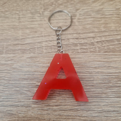 Porte clés Lettres et chiffres Rouge Résine Epoxy